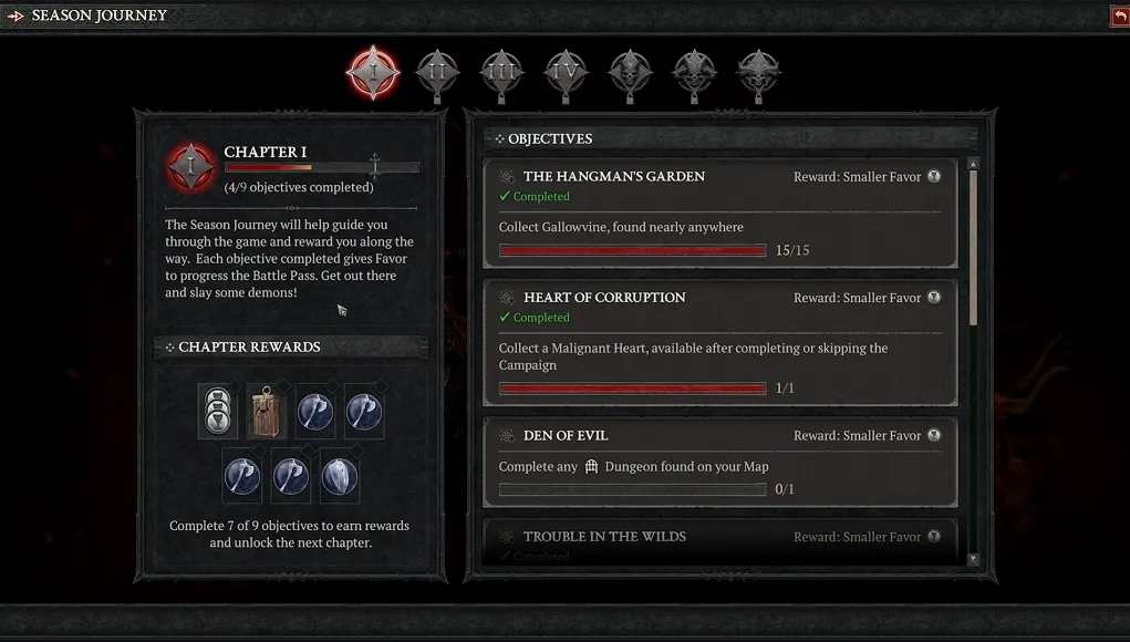 Diablo 4 seasonal journey tab