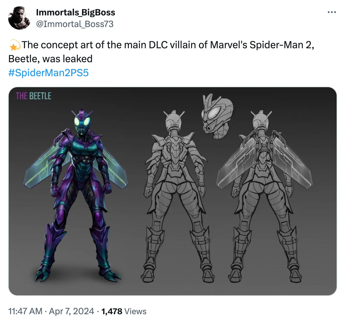 Утечки Marvel's Spider-Man 2: концепт-арт жука