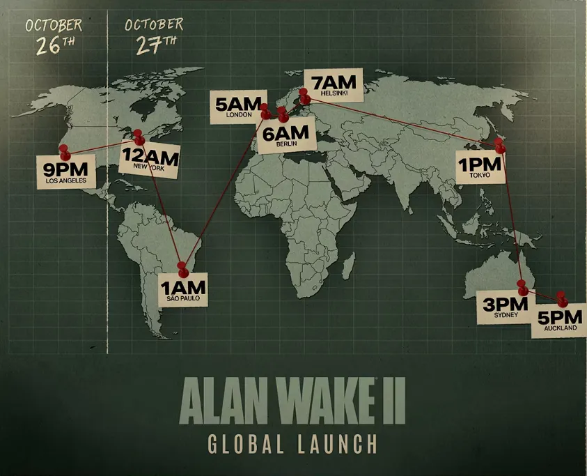 Alan Wake 2 release times on PC and console