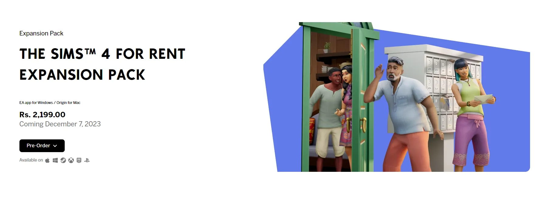 The Sims 4 For Rent Expansion Pack Release Date and Pre-Order Bonuses