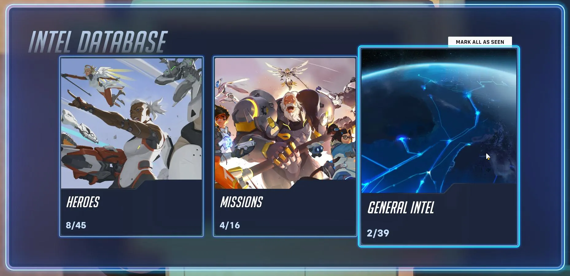 General Intel menu in story missions