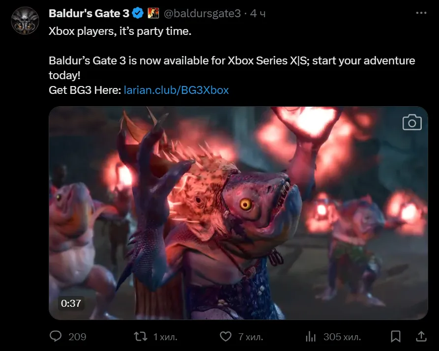 Baldur's Gate 3 Is Out Now On Xbox Series X