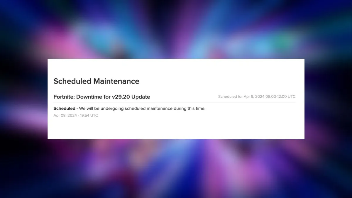 Fortnite Maintenance today
