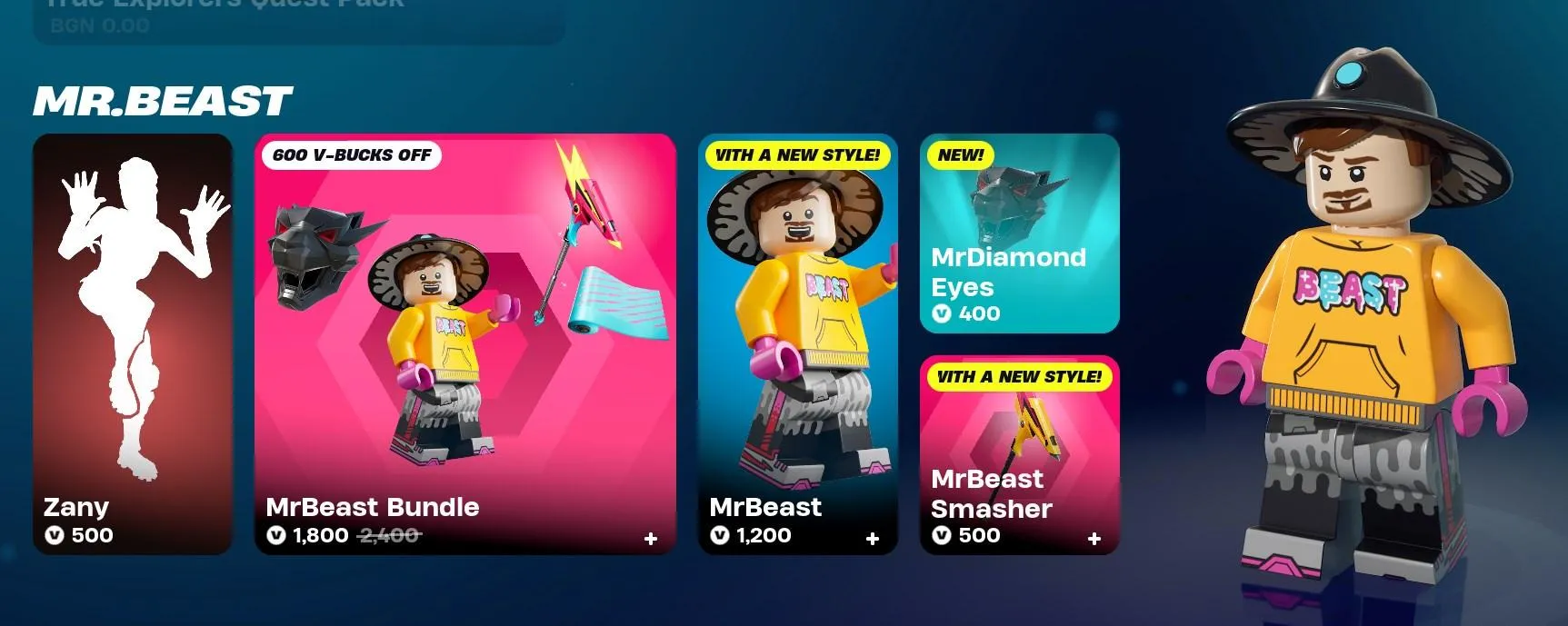 MrBeast LEGO Skin and Frosted Beast style bundle