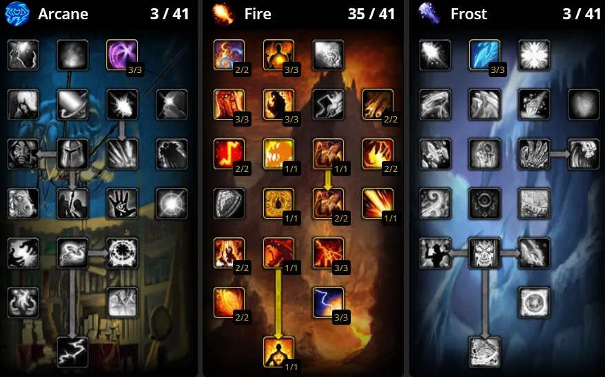 WoW Cataclysm Classic Fire Mage Talents