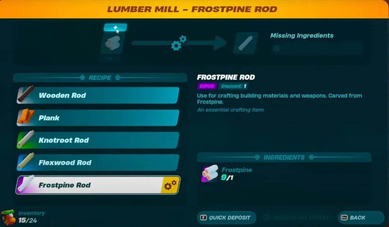 How To Get Frostpine and Craft Frostpine Rod in LEGO Fortnite