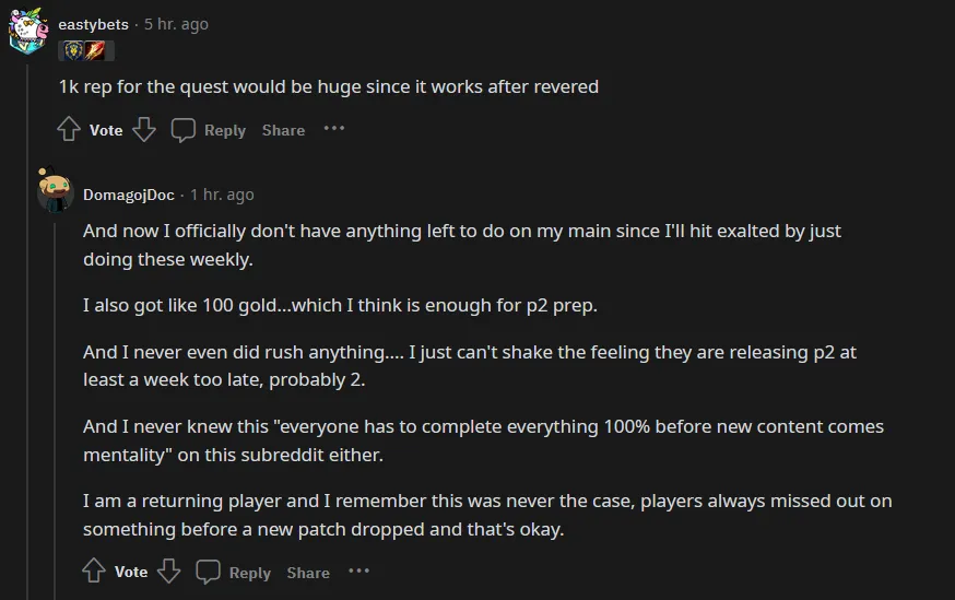 WoW PvP Event Hotfix Comment