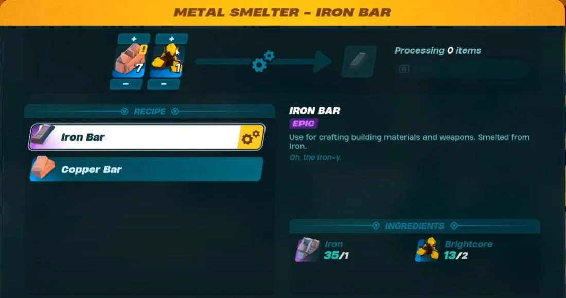 How To Get Iron and Iron Bars in LEGO Fortnite