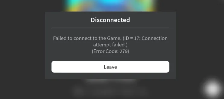 Failed to connect to the game. (ID = 17: Connection attempt failed