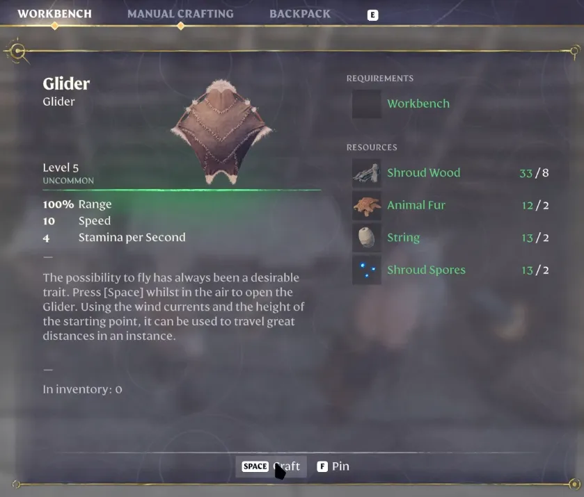 Enshrouded How To Craft Glider