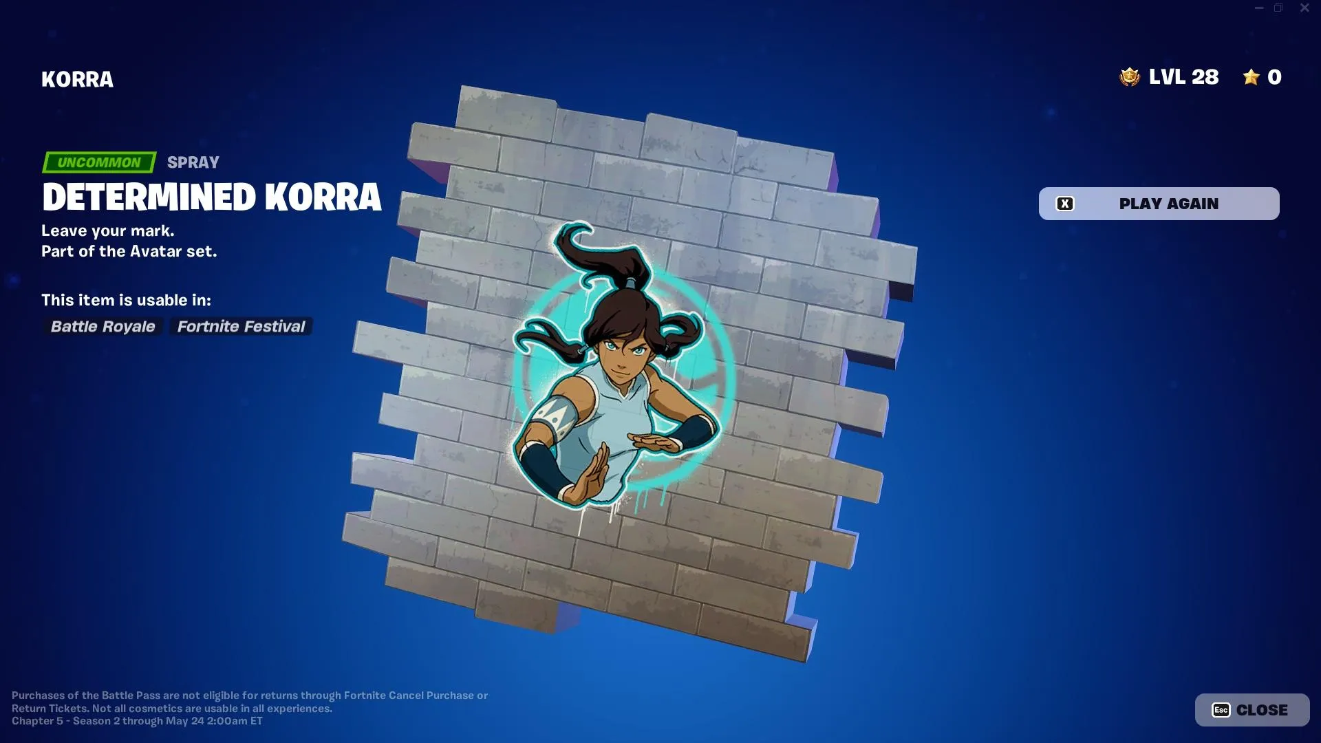 Uncommon spray - 'Determined Korra' Fortnite